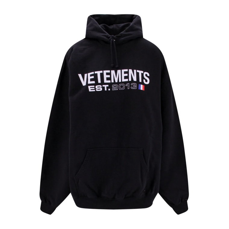 Czarny Bawełniany Sweter z Logo Flagi Vetements