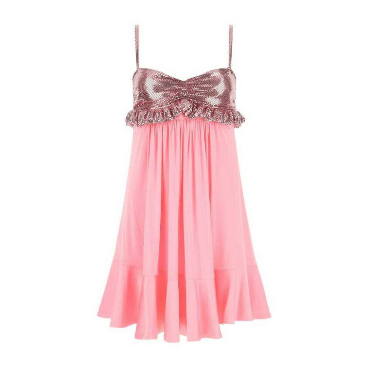 Różowa sukienka z elastyczną wiskozą Paco Rabanne