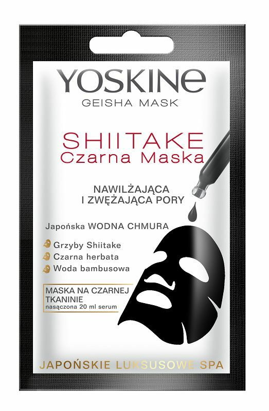 Yoskine Geisha Mask Shitake - czarna maska na tkaninie 20ml