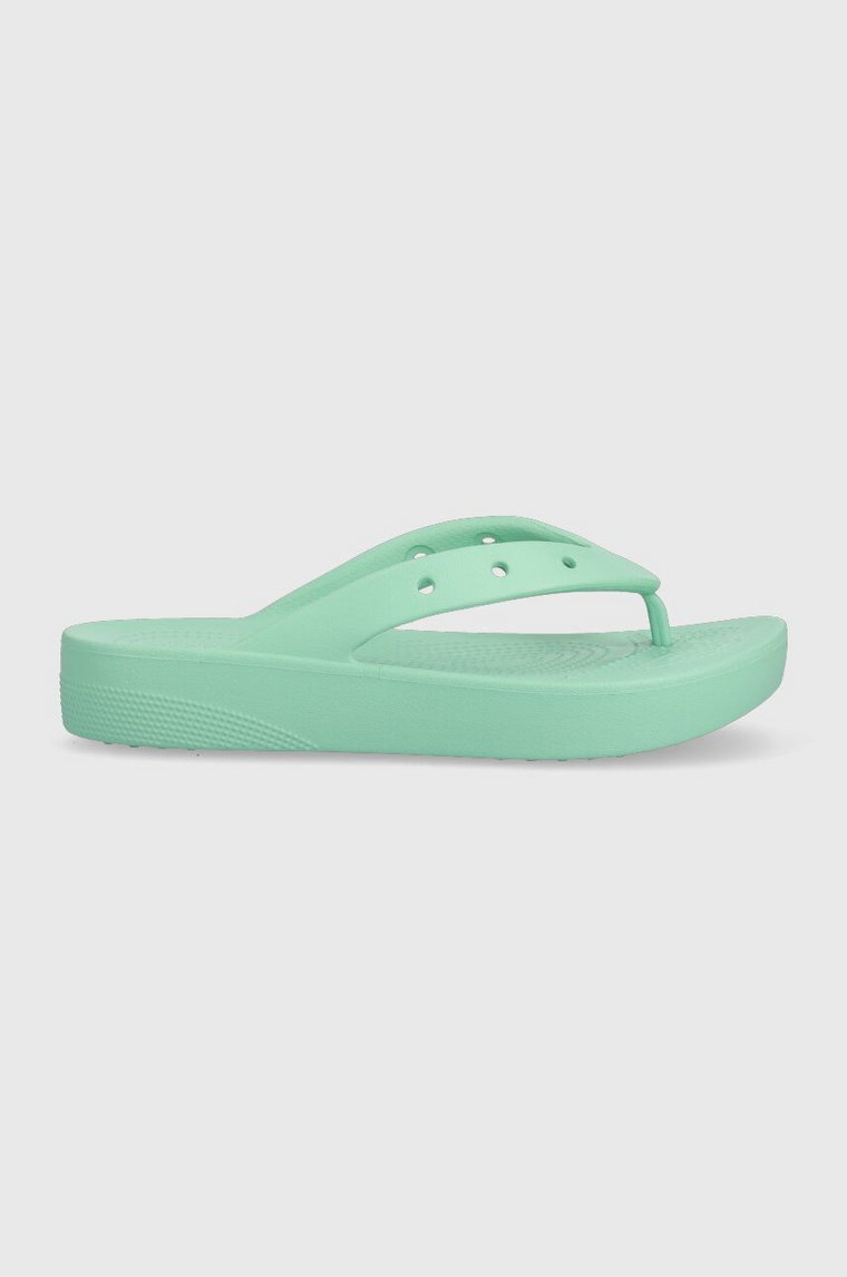 Crocs japonki Classic Platform Flip damskie kolor turkusowy na platformie 207714 207714.3UG-3UG