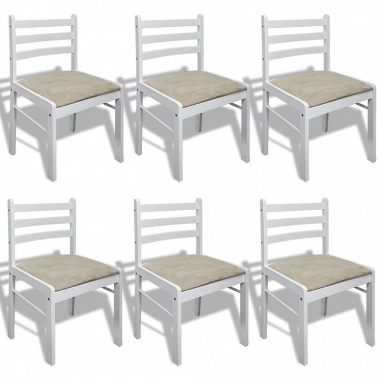 Krzesła do kuchni 6 szt. drewniane kwadratowe białe kod: V-272092