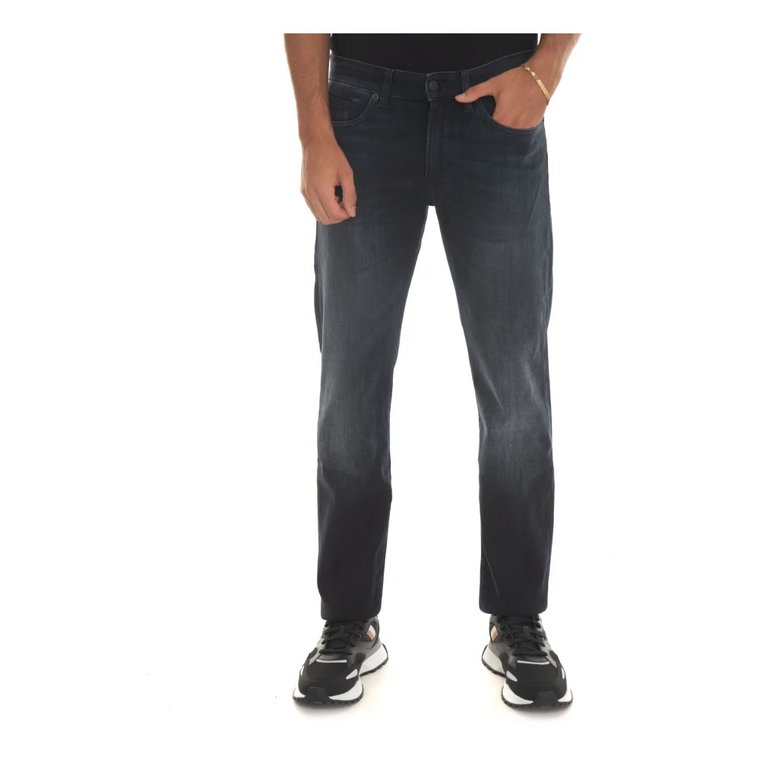 Slim Fit Stone Washed Denim Jeans Boss