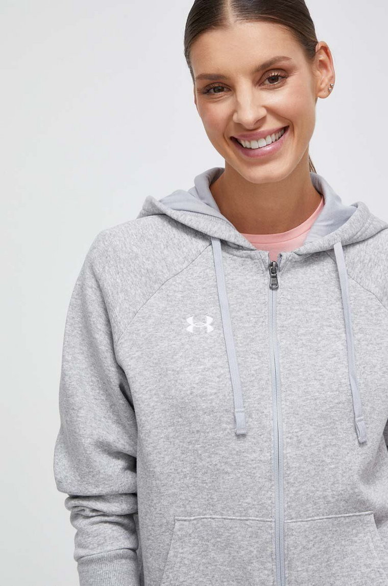 Under Armour bluza damska kolor szary z kapturem melanżowa