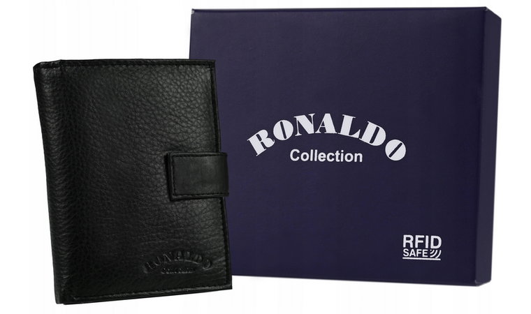 Męski portfel skórzany średnich rozmiarów zapinany na zatrzask - Ronaldo