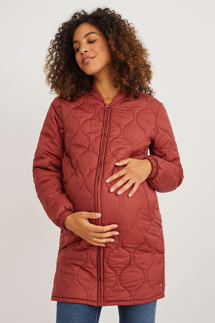 C&A Pikowana kurtka ciążowa ze wstawką na niemowlę, Brązowy, Rozmiar: 34