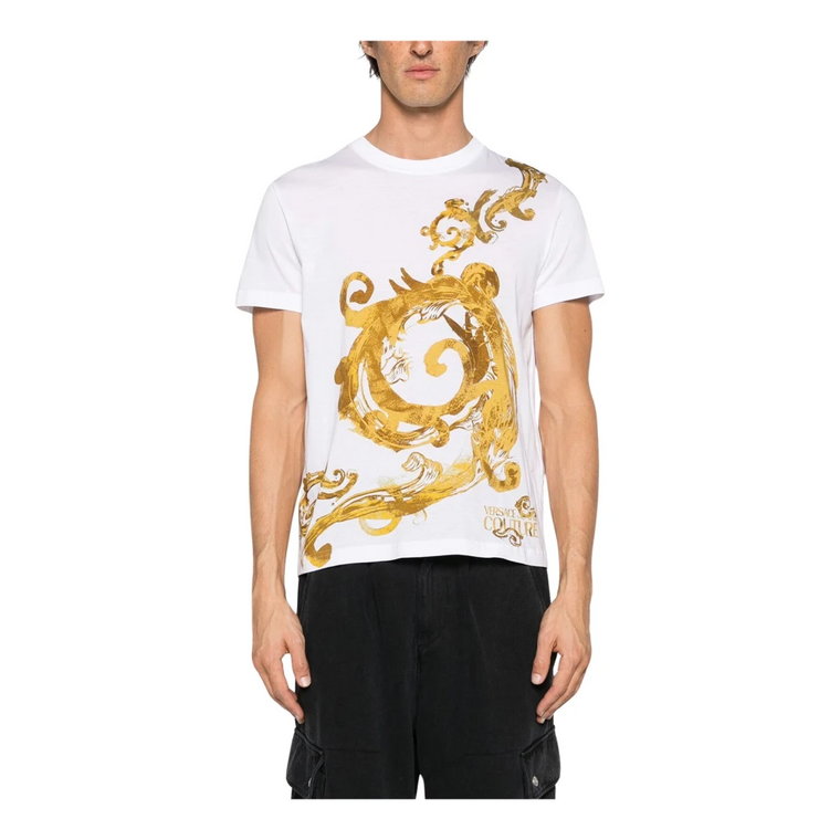 Barokowy T-shirt Panelowy Versace Jeans Couture
