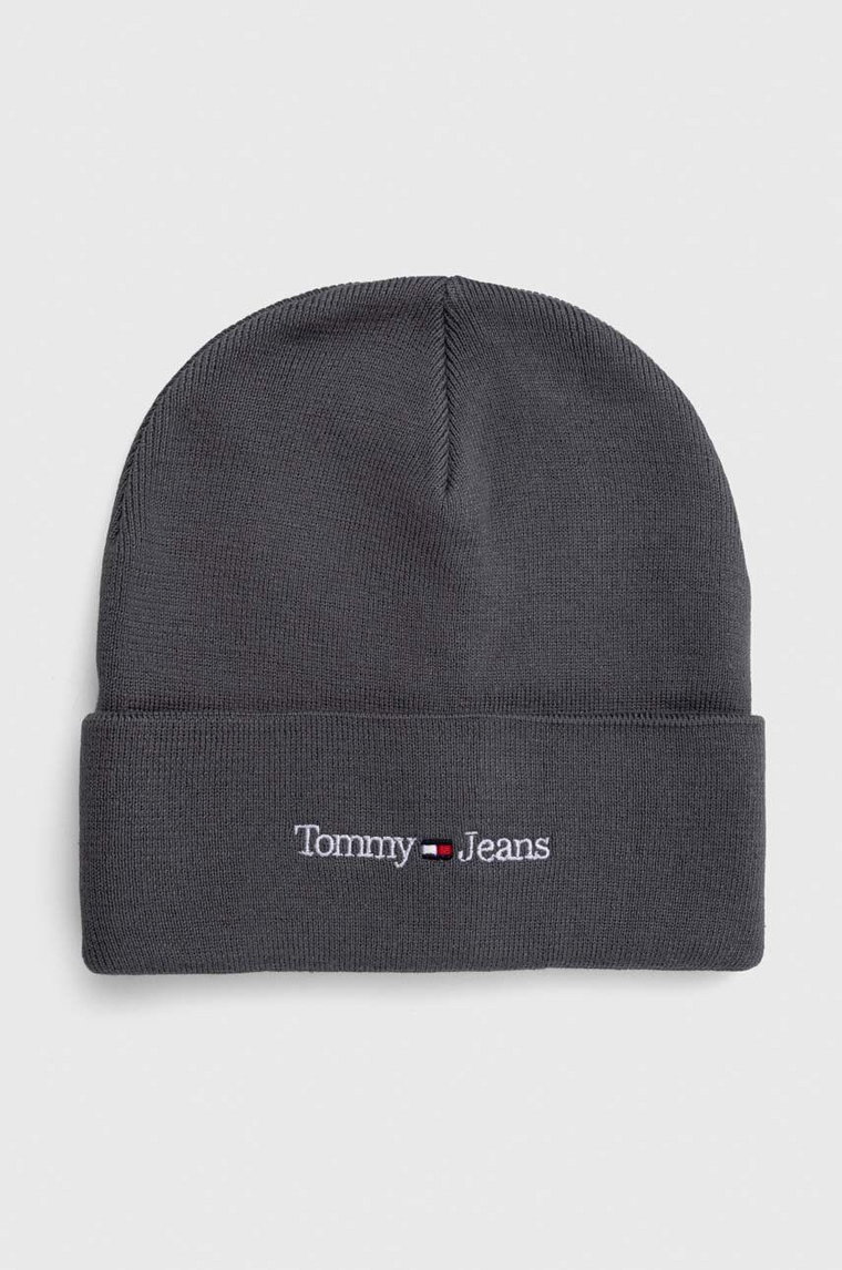 Tommy Jeans czapka kolor szary z cienkiej dzianiny