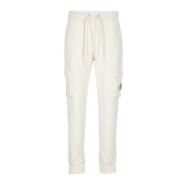 Białe bawełniane spodnie z regulowanym pasem Moose Knuckles
