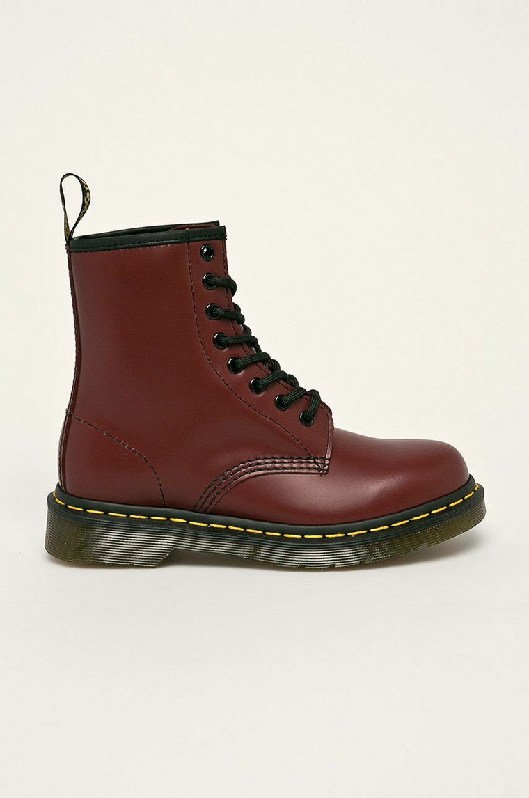 Dr. Martens workery skórzane 1460 kolor bordowy na platformie 11822600