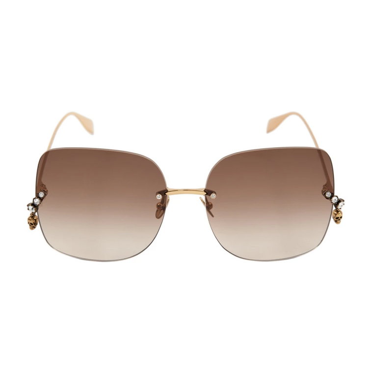 Luksusowe Metalowe Okulary Przeciwsłoneczne dla Modnych Kobiet Alexander McQueen
