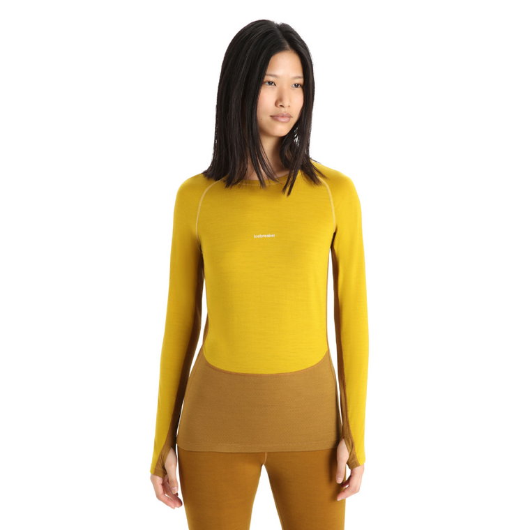 Koszulka termoaktywna damska Icebreaker 200 ZoneKnit Merino Long Sleeve Crewe silent gold/clove - M