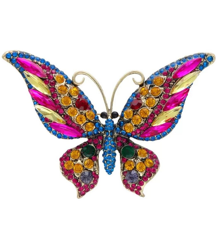 Broszka z cyrkoniami piękna ozdobna motyl motylek