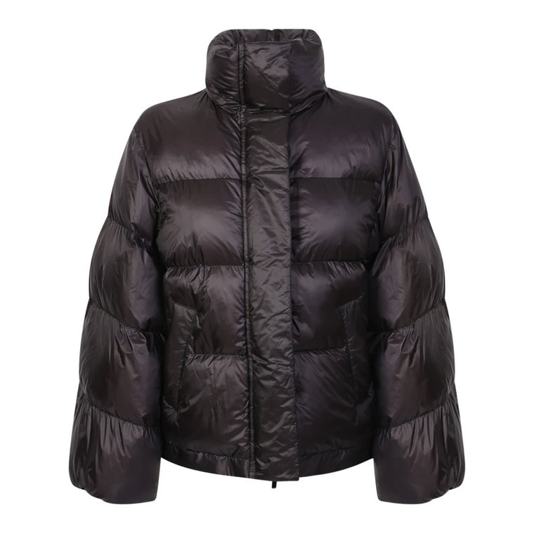 Down jacket with wide sleeve detail by Sacai. The brand has been described as influential in breaking down the dichotomy between casual and formal wear. Sacai