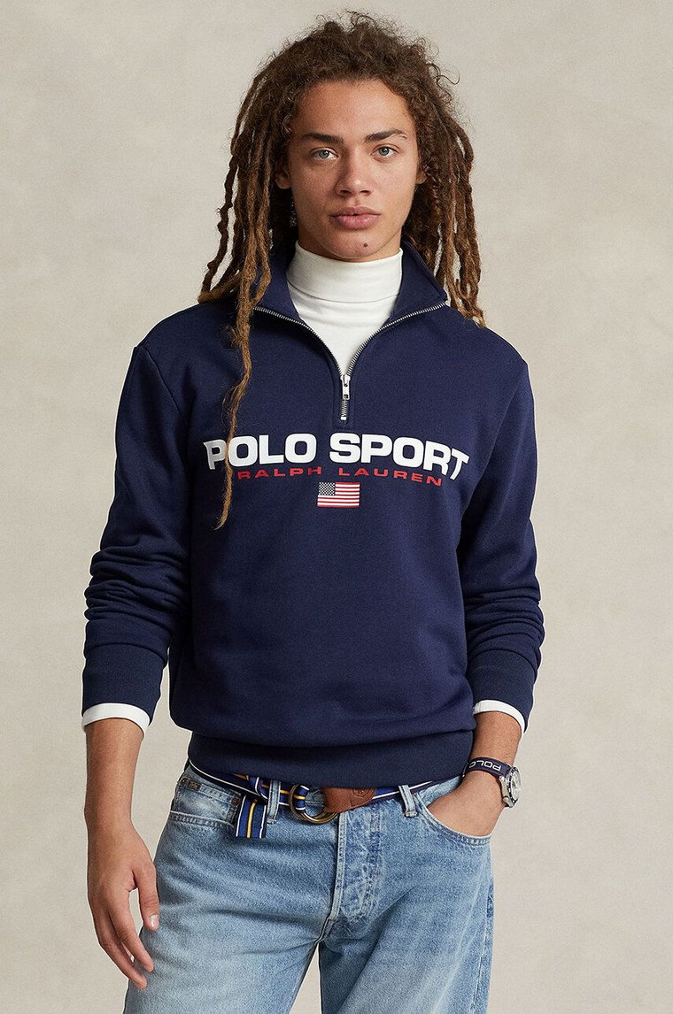 Polo Ralph Lauren bluza męska kolor granatowy z nadrukiem