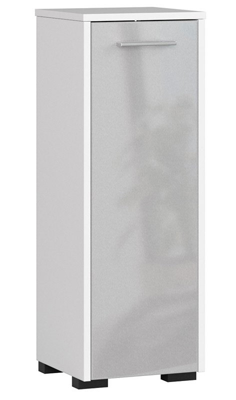 Klasyczny regał łazienkowy biały + metalik połysk - Lireno 4X