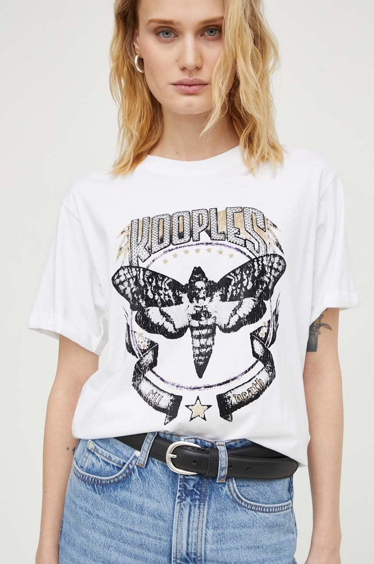 The Kooples t-shirt bawełniany damski kolor biały FTSC28004K