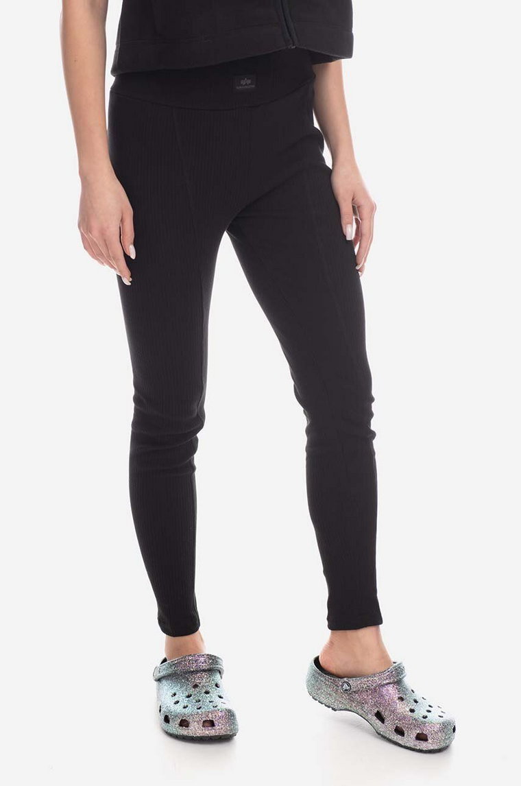 Alpha Industries legginsy bawełniane kolor czarny gładkie 136050.03-CZARNY