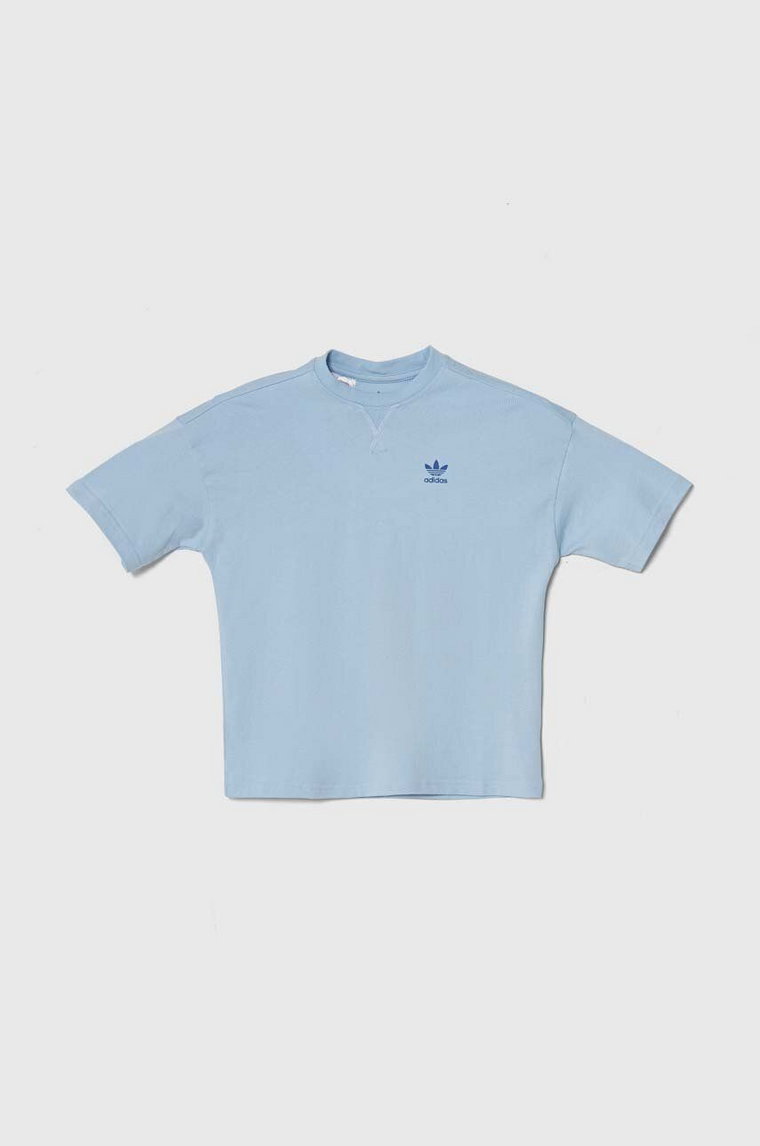 adidas Originals t-shirt bawełniany dziecięcy kolor niebieski gładki