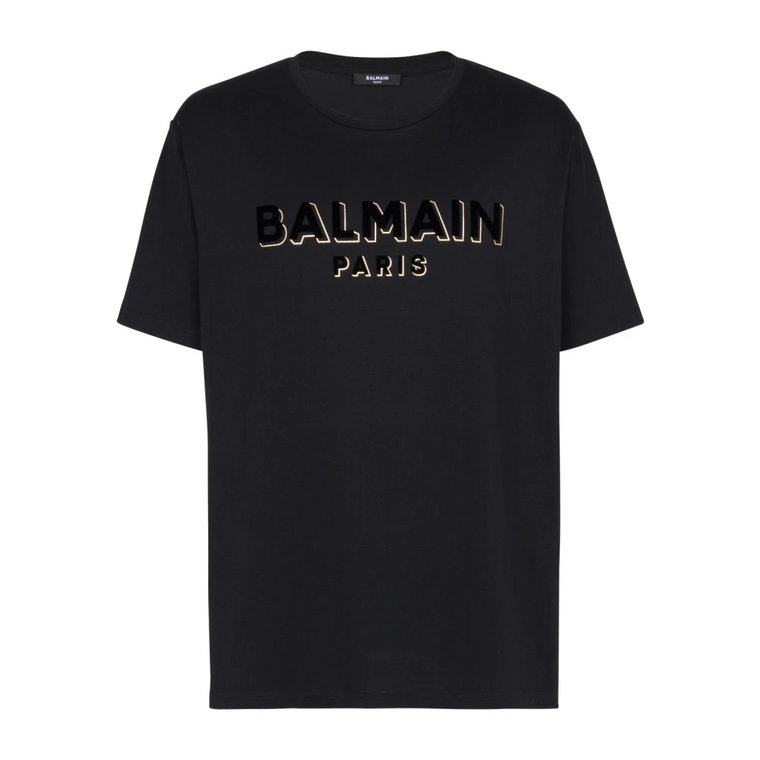 Koszulka z metalicznym nadrukiem Balmain
