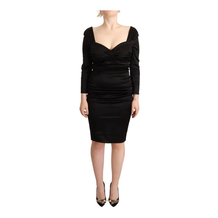 Black Long Sleeves Bodycon Acetate Dress Roberto Cavalli