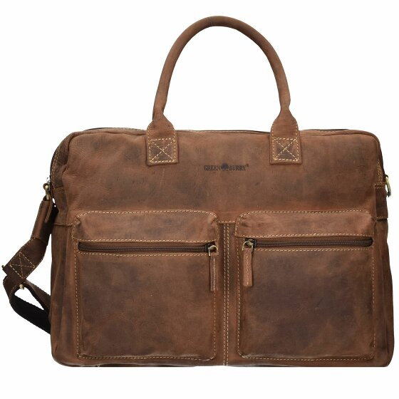 Greenburry Vintage Briefcase Leather 40 cm Laptop Compartment braun