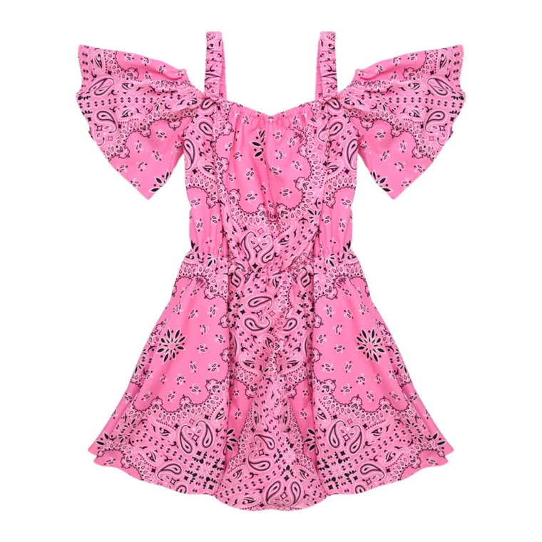 Różowa Sukienka z Wzorem Bandany ViCOLO