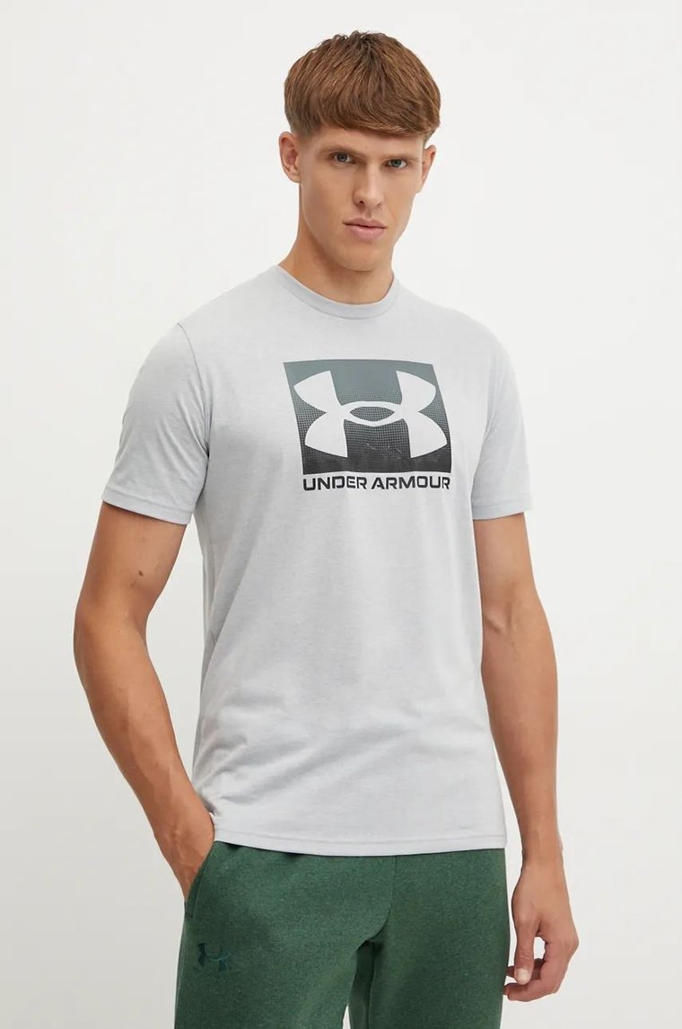 Under Armour t-shirt BOXED SPORTS UPDATED męski kolor szary z nadrukiem 1386793