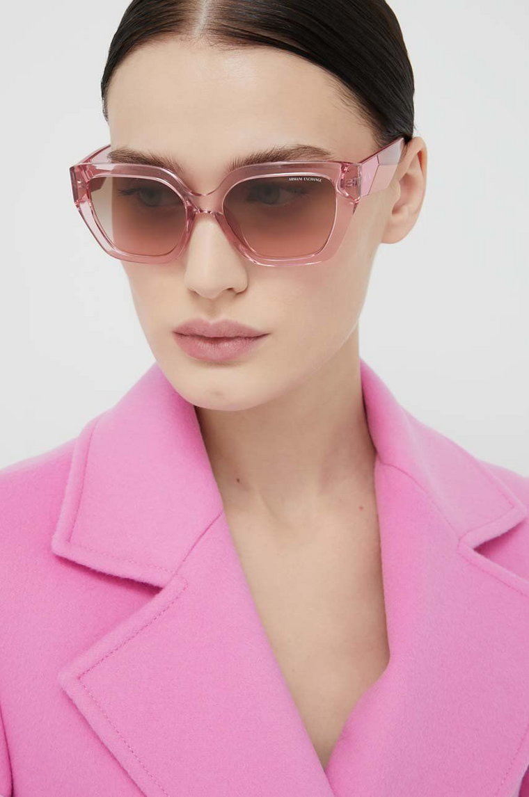 Armani Exchange okulary przeciwsłoneczne damskie kolor różowy 0AX4125SU