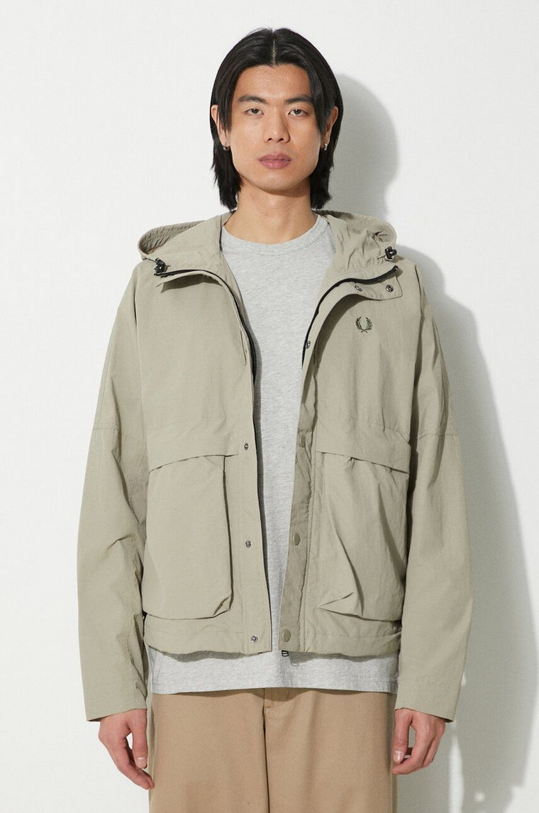 Fred Perry kurtka Cropped Parka męska kolor szary przejściowa oversize J7813.U54