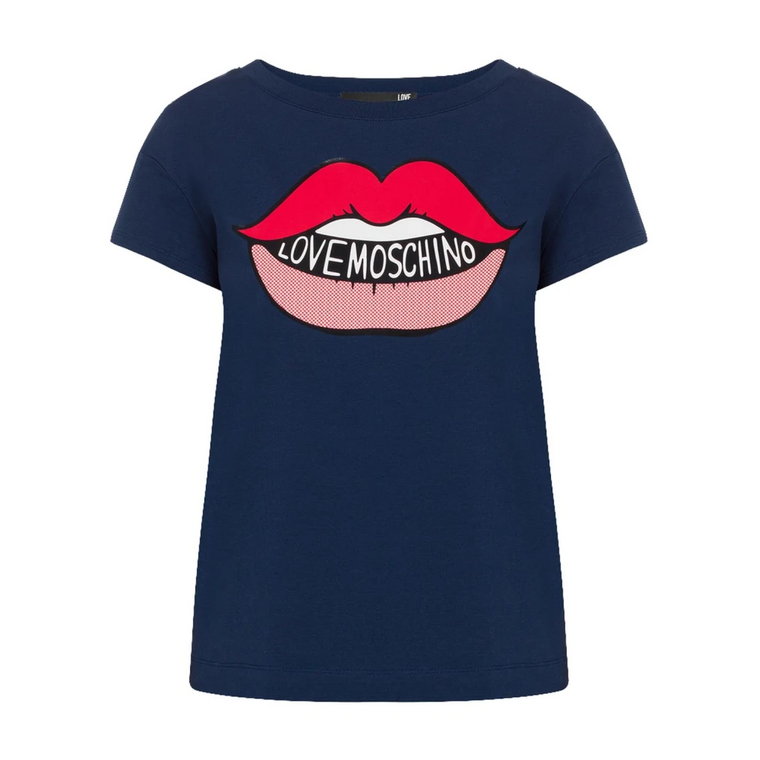 Koszulka z graficznymi ustami i logo Moschino Love Moschino