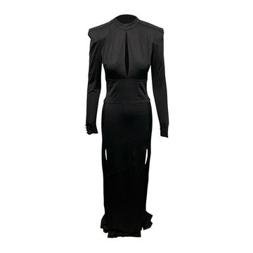 Cut Out Dress with Side Slit in Viscose Balmain Pre-owned