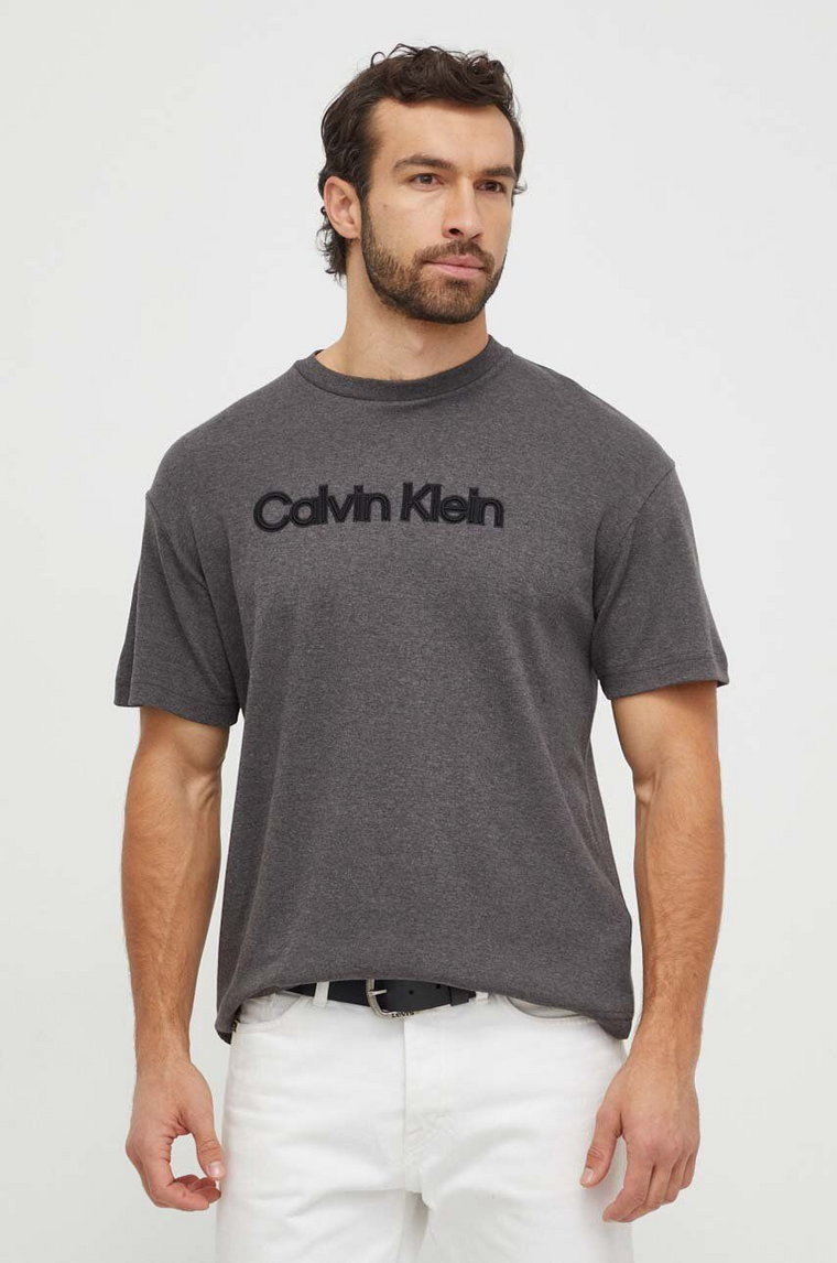 Calvin Klein t-shirt bawełniany męski kolor szary z aplikacją