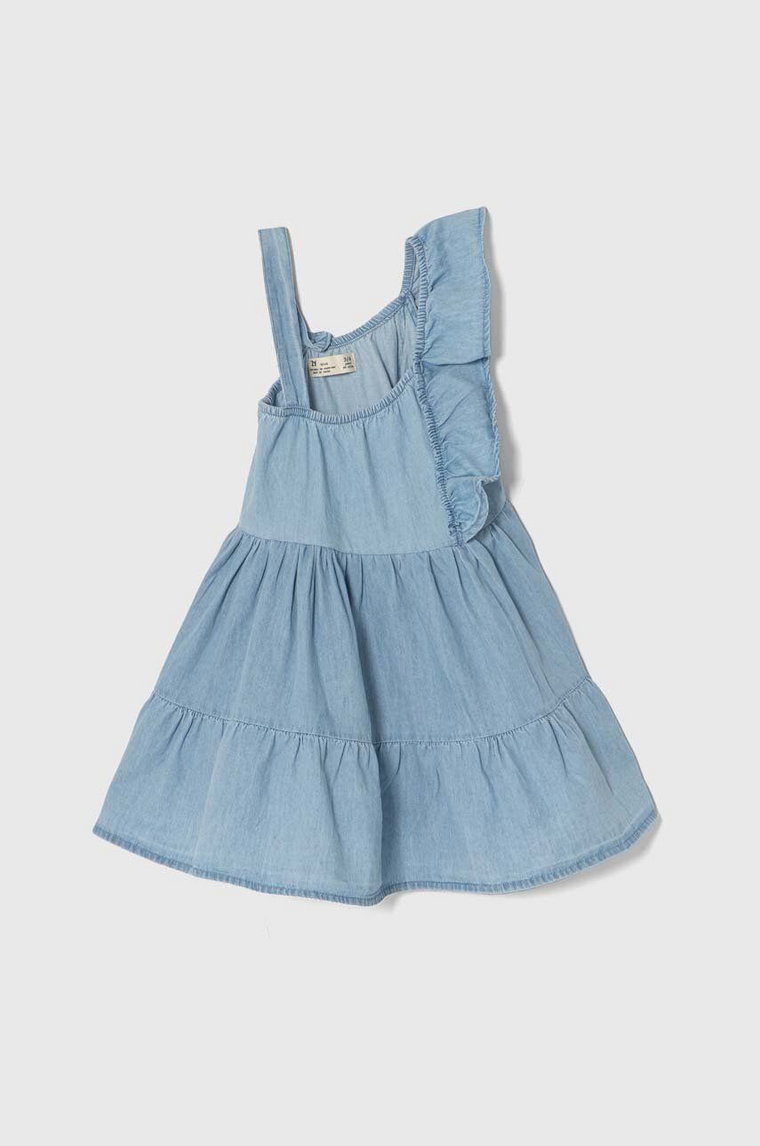zippy sukienka bawełniana dziecięca kolor niebieski mini rozkloszowana