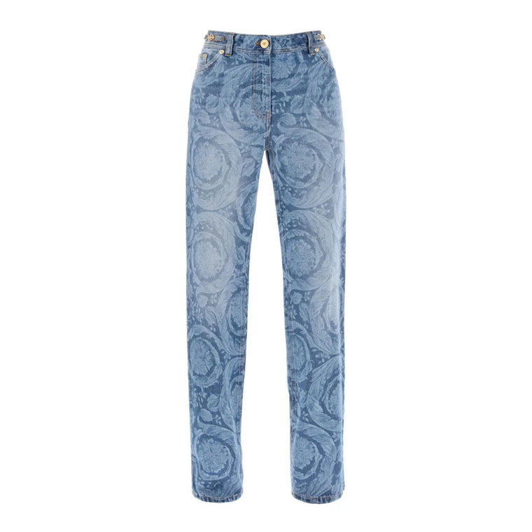 Barocco Wzór Straight Leg Jeans Versace