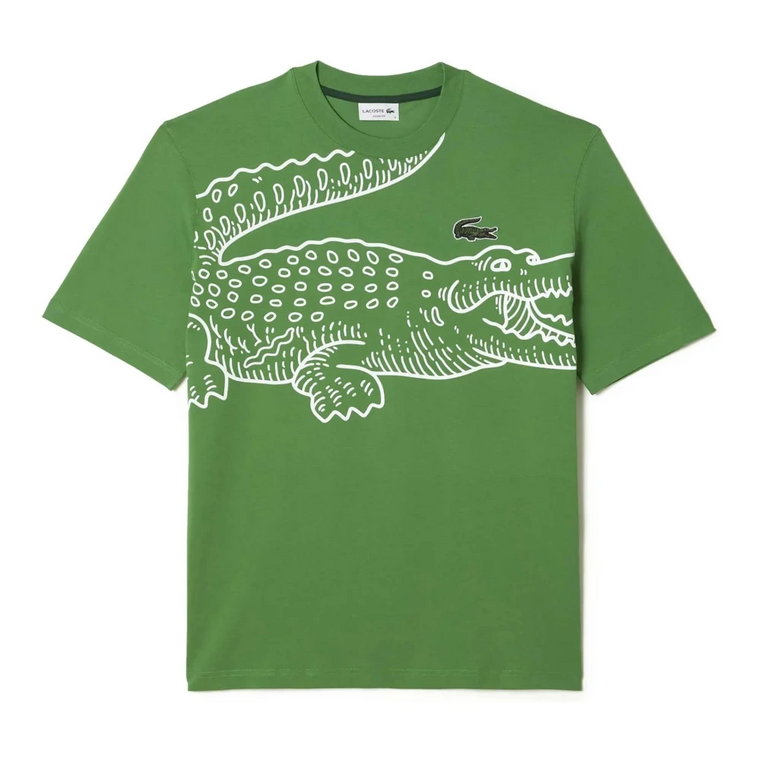 Zielony Luźny T-shirt Croco Lacoste