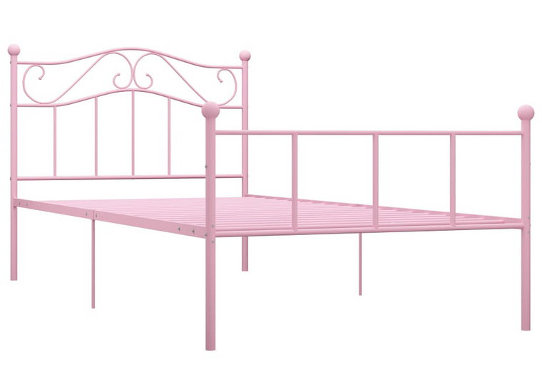 Różowe rustykalne łóżko z metalu 100x200 cm - Okla