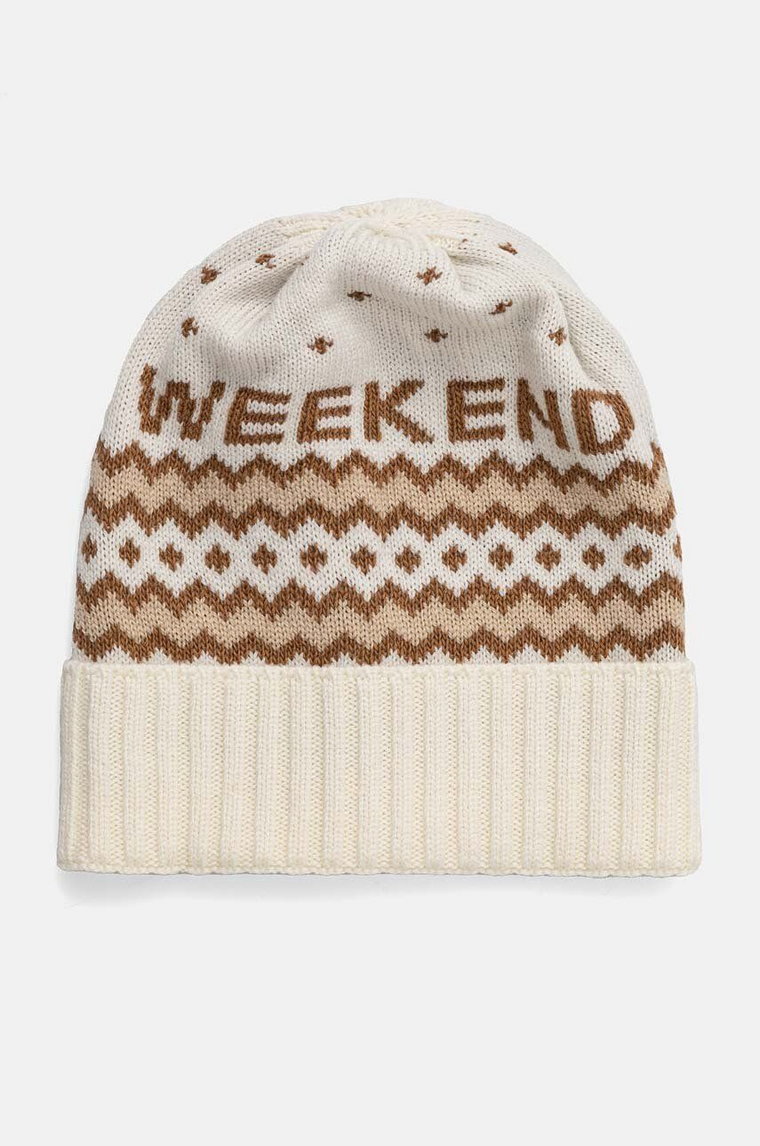 Weekend Max Mara czapka wełniana kolor beżowy wełniana 2425576095600