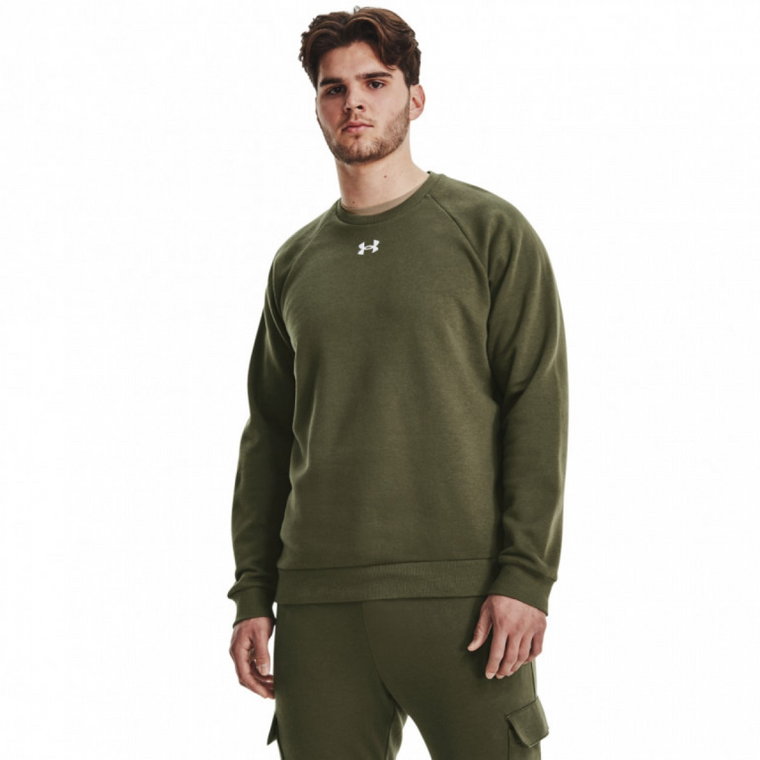 Męska bluza dresowa nierozpinana bez kaptura Under Armour UA Rival Fleece Crew - oliwkowa/khaki