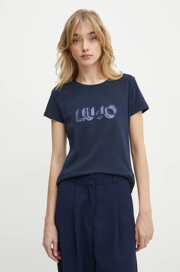 Liu Jo t-shirt damski kolor granatowy TA5214 JS003