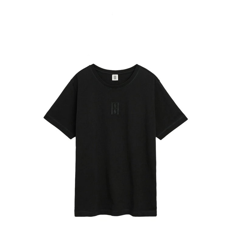 Czarna Luźna Koszulka z Bawełny By Malene Birger