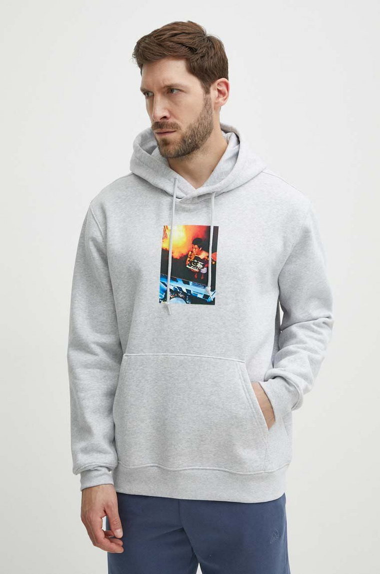 adidas Originals bluza męska kolor szary z kapturem z nadrukiem IS2907