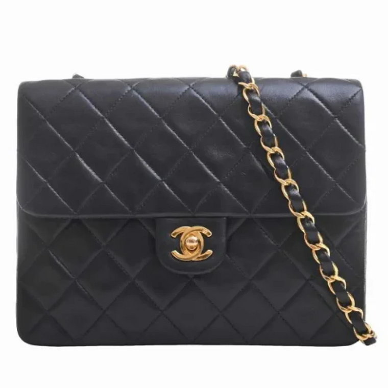 Używana Czarna Skórzana Torba Chanel Flap Chanel Vintage