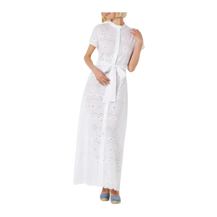 Biała Sukienka Keira z Haftem Sangallo MC2 Saint Barth