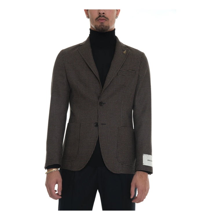 Houndstooth Slim Fit Wool Jacket Paoloni