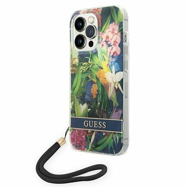 Guess GUOHCP14LHFLSB iPhone 14 Pro 6,1" niebieski/blue hardcase Flower Strap