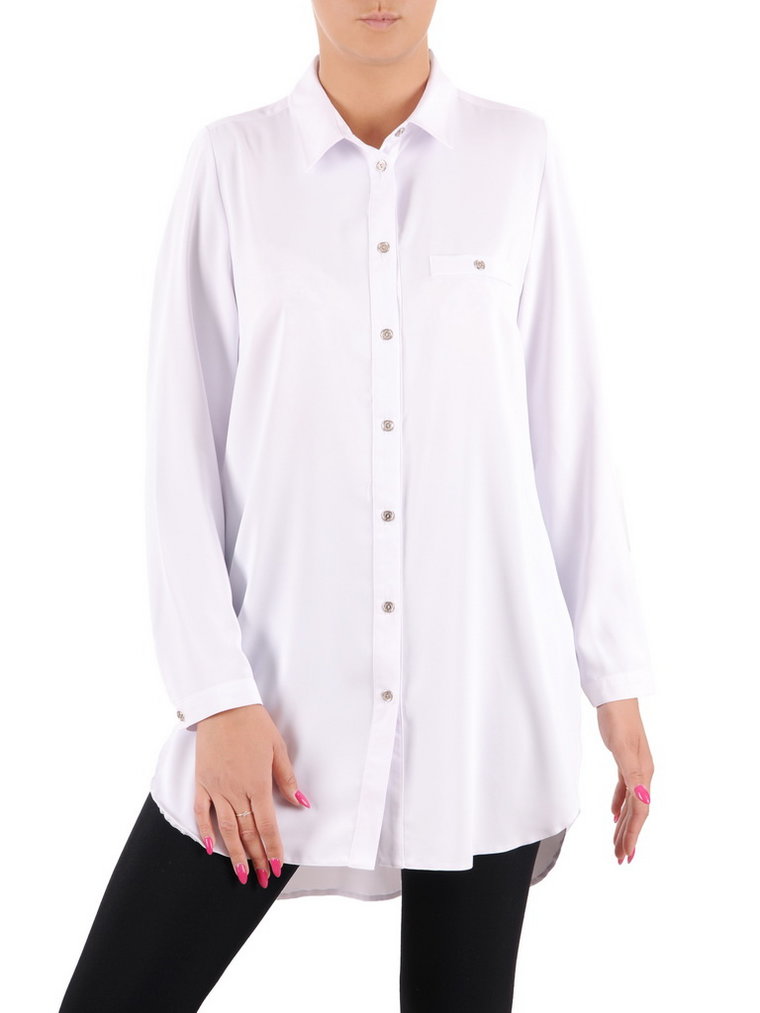 Biała, przedłużana koszula damska 36804