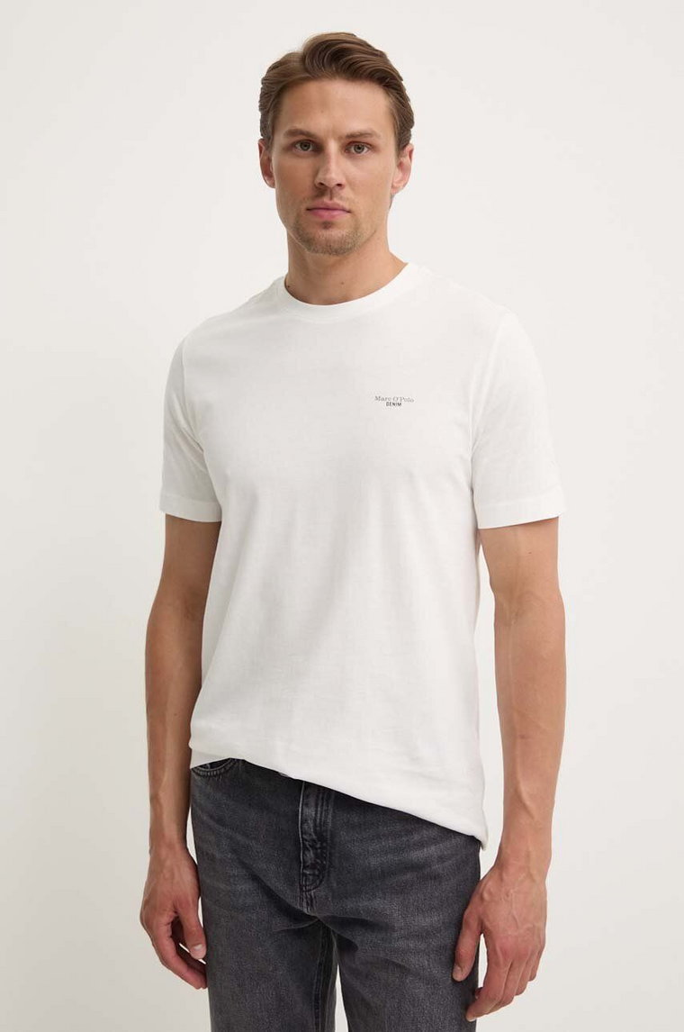 Marc O'Polo t-shirt bawełniany DENIM męski kolor biały gładki B61202151060