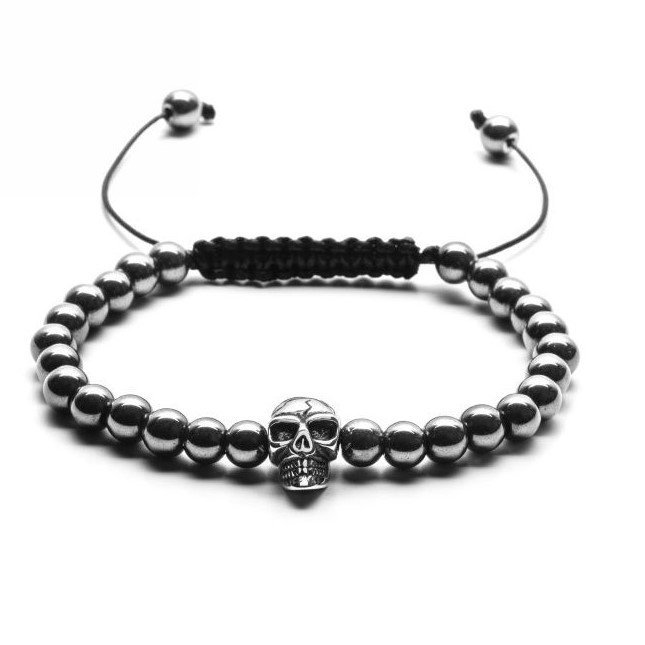 HEMATITE SILVER SKULL