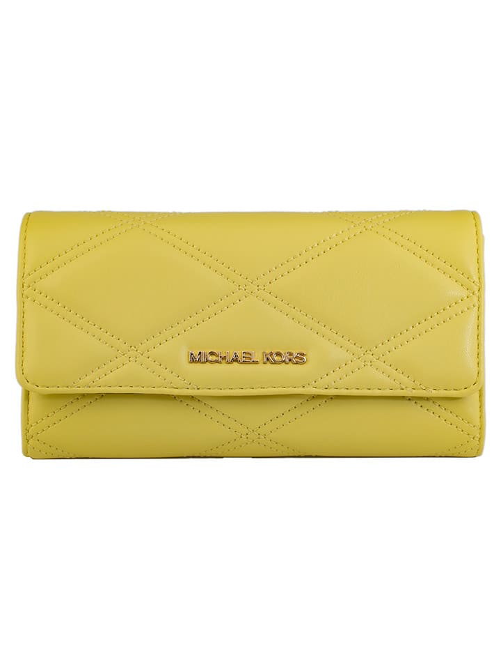 Michael Kors Skórzany portfel w kolorze żółtym - 18 x 10 x 1 cm