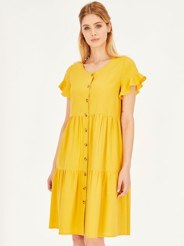 Luźna letnia sukienka z lnem L'AF Lemon